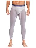 Riismen Herren Kompressionshosen Sheer Mesh Durchsichtige Sportleggings Athletische Unteranzüge Unterhosen Grau XXL