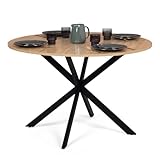 IDMarket - Runder Esstisch ALIX 6 Personen Spinnenfuß Holz und Schwarz 110 cm