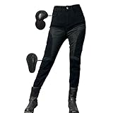 SHUOJIA Motorradhose weiblich Jeans Textil Motorrad Hose Mit Protektoren Sommer, Sportliche Motorrad Hose Mit Oberschenkeltaschen Armee,mit 4 Paar Protect-Pads (Upgrade-Armor,XXL)