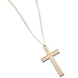 JIANGML Halskette mit christlichem Kreuz, rostfrei/blau/schwarz, religiöser Anhänger mit Kette 55 + 5 cm, Schmuck zur Taufe, Schutz-Amulett für Herren, Damen, Jungen
