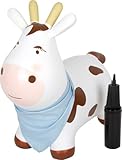 small Foot Hüpftier Kuh, aufblasbares Hüpfspielzeug mit Halstuch und Luftpumpe, für drinnen und draußen, bis 50 kg, für Kinder ab 2 Jahren, 12784