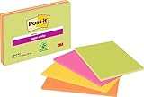 Post-it Super Sticky Meeting Notes, Packung mit 4 Blöcken, 45 Blatt pro Block, 203 mm x 152 mm, Farben: Grün, Pink, Gelb, Orange - Extra-stark klebende Notizzettel für To-Do-Listen und Erinnerungen