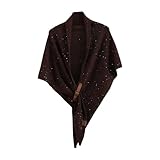 Generisch Poncho Damen Elegant Strick Capes Dreieckstuch Herbst Winter Warm Schals Open Front Cardigan Coat Cape Decke Elegant Ponchos Cover Up Stola Schulterjacke mit Lederverschluss