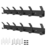 Galerie SV Kleiderhaken Wand, 2 Stück Garderobenhaken mit 6 Haken, Kleiderhaken Metall, Hakenleiste Garderobe für Schlafzimmer Bad Küche Garderobe Garderobenleiste Wandgarderobe (Schwarz)