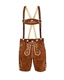 STEIGENHÖFER Kurze Trachten Lederhose für Herren mit passenden Trägern, echtes Premium Veloursleder in 4 Farben, Gr. 46-62, Farbe: Mittelbraun, Größe: 56