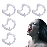 OIXYEY 5 Stücke Vampir Zähne, Stabil Unbedenklich Vampirzähne, Vampir Kostüm, Gebiss Dracula Vampir Zum Aufstecken, Für Halloween Und Fasching (Weiß, A)