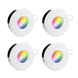 linovum 4er Set Einbauspot IP65 matt weiß rund mit Abstandhalter & wechselbarem 4W Smart LED Modul für Bad & Balkon
