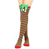 Generisch Damen einfarbige -Weihnachts-Kniestrümpfe für Weihnachtsfeier, süße süße Strümpfe Damen Hausschuhe (AG, A)