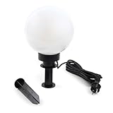 Wiltec Kugelleuchte Ø 20 cm mit Erdspieß, Gartenleuchte 40 W mit Kugellampe, Gartenbeleuchtung mit E-27 Fassung, IP44 Außenbeleuchtung Garten