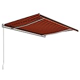 vidaXL Markise Einziehbar Handbetrieben Gelenkarmmarkise Balkonmarkise Sonnenschutz Sichtschutz Terrasse Balkon 400x300cm Orange Braun