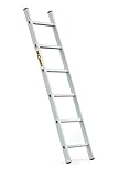 DRABEST PRO Serie Anlegeleiter Aluminium-Stufenleiter - 6 Stufen - mit Leiterhaken - Tragfähigkeit 150 kg - Anti-Rutsch-Füße, Leichtes Gewicht, korrosionsbeständig - EN131