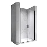 i-flair Duschtür Lara in Schwarz 86x180 cm Verstellbereich von 86-89 cm, Höhe: 180 cm, Duschabtrennung aus 6 mm durchsichtigem Nano-ESG Sicherheitsglas und Edelstahlgriffe - NC Black