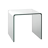 COSTWAY Beistelltisch Glas, Nachttisch U-förmig, transparenter Glastisch quadratisch, Wohnzimmertisch Kaffeetisch Couchtisch für Wohnzimmer, Büro, Schlafzimmer, 45 x 45 x 41cm