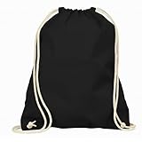 Veproli Baumwoll Turnbeutel Sportbeutel Zuziehbeutel Gymsack Sack Jute Schule Rucksack (Schwarz)