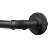 DEFYNEE Gardinenstange Schwarz, 80 bis 305 cm Industrial Vorhangstange Deckenmontage, 25mm Durchmesser, ausziehbare Gardinenstange für Terrasse, Glasschiebetür, Wohnzimmer