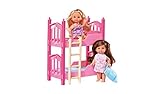 Simba 105733847 - Evi Love Stockbett, 2 Spielpuppen im Nachthemd, mit Decken und Kissen, auch als Einzel Bett bespielbar, 12cm Puppen, ab 3 Jahren