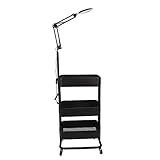 Changor Trolley Cart, Storage Rack Trolley Platzsparende USB-Leuchten 270-Grad-Drehung 3 Schichten 10-Stufen-Dimmung für Tätowierung