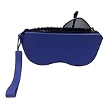 Brillenetui, weich, schützender Silikon-Brillenhalter, multifunktionales Brillenetui mit Reißverschluss, Umhängeband für Sport, Reisen, Reiten, Angeln, Alltag, Pool, Skifahren, dunkelblau, Refer to