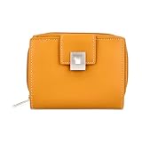 MANAGE Premium Geldbörse Damen Gelb - RFID NFC Schutz - Geräumiges Echtleder Portemonnaie Frauen mittelgroß - Leder Geldbeutel viele Fächer mit Reißverschluss (Gelb)