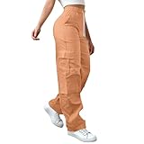 Fallschirmhosen Cargohose Damen Baggy, Lange Hosen Elastische Taille Hose Streetwear, Hip Hop Schnürung Frauen 90er Aesthetic Vintage Lang Freizeithose Parachute Track Pants Teenager Mädchen