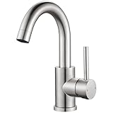 Rainysprit Wasserhahn Bad 360° Drehbar, Edelstahl Waschtischarmatur Armaturen Waschbecken Hoch, Einhebelmischer Waschbecken für Badezimmer/Küche, Auslaufhöhe 150 mm, Gebürstet Nickel