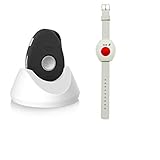 AMG Sicherheitstechnik Kombi-Notrufsystem mit SIM Karte für Zuhause und unterwegs | Anruf und GPS Position, Fallsensor, spritzwassergeschützt, Pflegeruf-Set, Senioren Funk Alarm | mit Ladestation