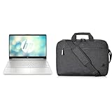 HP Laptop 15,6 Zoll FHD Display, AMD Ryzen 5-5500U, 16GB DDR4 RAM, 512GB SSD, AMD Radeon Grafik, QWERTZ Tastatur, Windows 11, Silber Prelude Pro 17,3 Zoll Laptop-Tasche, Schwarz