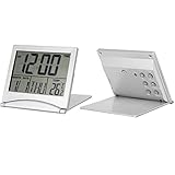 Funkwecker Digitaluhren Temperaturkalender Schlummerfunktion 1 Stück Tragbar Zusammenklappbar, Elektronischer Reisewecker mit LED-Licht, Kleine Digitaluhren