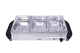 Stay Hot SH 3.1, 2-in-1 Buffetwärmer & Warmhalteplatte, 200 Watt, Ideale Lösung für Buffets, Partys und Familienessen, Silber
