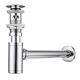Design Siphon Ablaufgarnitur Set, Syphon Sifon für Waschbecken & Waschtisch mit Überlauf, Edelstahl Flaschensiphon 1 1/4 x 32mm, Tauchroh höhenverstellbarr, inkl. Geruchverschluss Gummimanschette