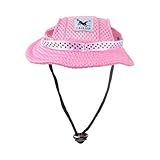 Hunde Sonnenhut, Sommer Atmungsaktiv Hunde cappy mit Ohrlöchern und verstellbarem Kinnriemen, Outdoor Sporthund Sonnenschutzhut geeignet für kleine Hunde und Welpen, S (rosa)