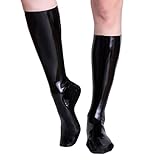 Rubberfashion Latex Socken kurz - Rubber Latexsocken wadenlang - Latex Strümpfe für Damen und Herren schwarz 0.4mm M