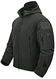 TACVASEN Herren Fleecejacke Military Outdoor Winddichte Jacke mit Kapuze- Gr. L, Grau