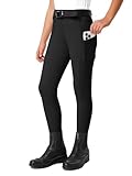 FitsT4 Sports Reithose Kinder Mädchen Reitleggings Reiterhosen Silikon Vollbesatz Reiten Hosen Sommer mit 2 Seitlichen Taschen und Gürtelschlaufen,Schwarz,S