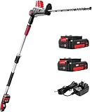 MZK 20 V MAX 22 Zoll Akku-Stangen-Heckenscheren-Aufsatz, 2,4 m Reichweite, elektrische Heckenschere mit Verlängerungsstange, Multi-Winkel (Akku und Ladegerät im Lieferumfang enthalten), ET1611-2