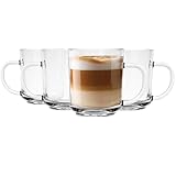Glasmark Krosno Latte Macchiato Gläser Cappuccino 4er Set Teegläser-Set Mit Henkel Dessertgläser Wassergläser Kaffeegläser Glühweingläser Eiskaffee-Gläser Glühweintassen Groggläser 4x 220 ml