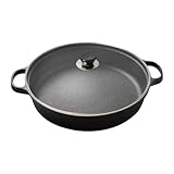 TQEBWUS Antihaft-Pfannen – aus Gusseisen mit transparentem Deckel, isolierter Griff, für Pancakes, Steak, Frühstück, Abendessen, Snacks