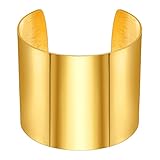FOCALOOK Armreif Gold Armspange Edelstahl Damen 60mm breit Manschette Armband Freundschaftsarmband Oberarm Schmuck Dupes