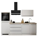 FINN Moderne Küchenzeile ohne Elektrogeräte in Weiß matt, Artisan Eiche Optik - Geräumige Einbauküche mit viel Stauraum - 260 x 200 x 60 cm (B/H/T)