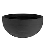 Spetebo XXL Kunststoff Pflanzschale rund 58 cm wetterfest - grau - Garten Pflanzkübel groß UV beständig mit Rillenmuster - Blumenkübel Blumenschale für Garten Balkon Terrasse Innen Außen (anthrazit)