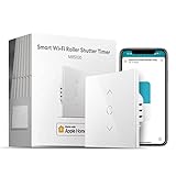 meross Smart Rolladenschalter Wlan funktioniert mit Homekit, Alexa, Google Home, 80x80mm, Smart Jalousien Schalter/Rolladensteuerung mit Zeitschaltuhr und Sprachsteuerung, Benötigt Nullleiter