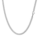 PROSTEEL Herren Kette Collier Edelstahl 46cm/18 in. Panzerkette Halskette 3mm breit kubanische Gliederkette Hip Hop Link Chain Necklace Modeschmuck Accessoire für Männer Frauen