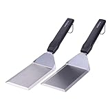 SANTOS 2-teiliges Edelstahl Spachtel-Set - Maße: 36x9,5cm, Spachtelfläche 15,5x9,5cm - Extra breite Grillspachtel