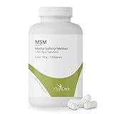 VitaCare MSM Kapseln, 120 Kapseln je 1000mg MSM-Pulver, Schwefel-Mangel vorbeugen, Schwefelpulver organisch & natürlich mit hoher Bioverfügbarkeit