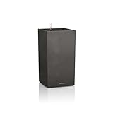 Lechuza CANTO Stone 30 high, Graphitschwarz, Hochwertiger Kunststoff, Inkl. Bewässerungssystem, Herausnehmbarer Pflanzeinsatz, Für Innen- und Außenbereich, 13602, 30x30x56 cm