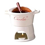 XINBAIJI Schokofondue Tasse Set,Keramik Schokoladenfondue Tasse,Schokoladenfondue-Becher Schmelzbecher mit Gabel und Teelichtr für Schokolade,Käse,Karamell (Cremig)