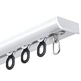Vorhangschiene Gardinenschiene Stumm und Glatt Einfache Installation 1 Läufig Gardinen Schienensystem für Wohnzimmer Schlafzimmer Schrank(White,4.3′=130cm)