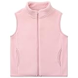 Kleinkind Kinder Fleeceweste Erwachsene Ärmellose Jacke Stehkragen Winddichter Reißverschluss Polar Fleece Weste Solide Eltern-Kind Leichte Kinderjacke Oberbekleidung Oberteile, Rosa 130