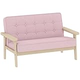 AIYAPLAY Kindersessel Kindersofa mit Samtoptik, massiven Holzfüßen Sessel aus Schaumstoff Kinderstuhl für Kinderzimmer, Spielzimmer, 77 x 42 x 48 cm, für Kinder 3-15 Jahre Rosa