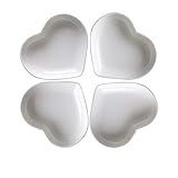 Super süße Herz sharpe Keramik-Soße Dish, Mini Side Gewürzschale, Würze Gerichte/Sushi-Soja-Dipping-Schüssel, Snack-Serviergeschirr, Liebe Porzellan kleine Untertasse Set (4er Set) (8CM)